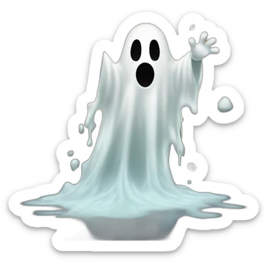 ghost appearing to emerge through a wall ejecting a spray of white milky substance forward from stomach area sticker