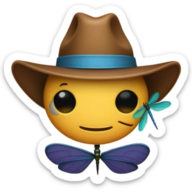 dragonfly with a cowboy hat sticker