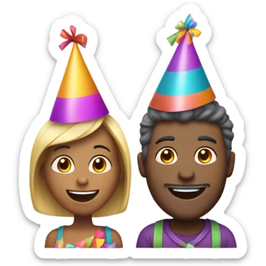 Couple in party hats  sticker