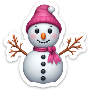 Red snowman with pink bow sticker