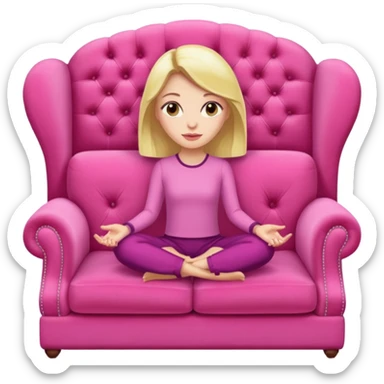 side view of woman sitting on sofa - make sofa pink sticker