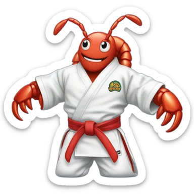 Lobster wearing Jiu-Jitsu gi sticker