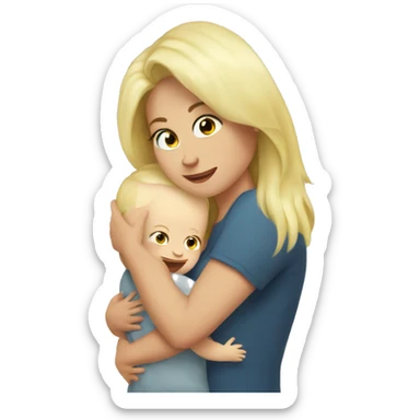 baby boy hug mommy blonde sticker