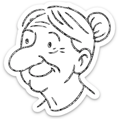 older woman with a big nose, smiling sticker