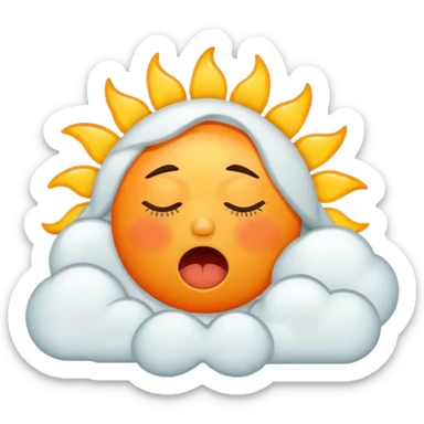 A sleepy sun with tired eyes and yawning sticker
