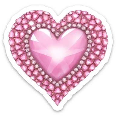 soft pink heart in large round rhinestones, symmetrical, shining sticker