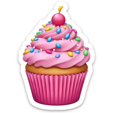 Cupcake with pink icing sticker