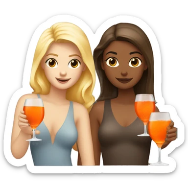  one blonde and one brown haired girl drinking aperol sticker