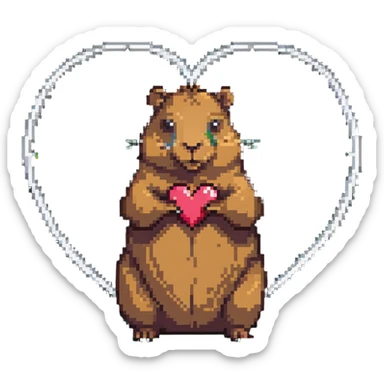 capybara making a heart with his hands sticker