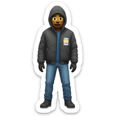 Person cold at gas station sticker