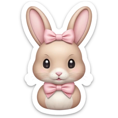 Beige bunny with a light pink bow on its head sticker