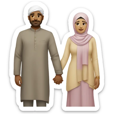 Indian man and a pale Hijabi holding hands  sticker