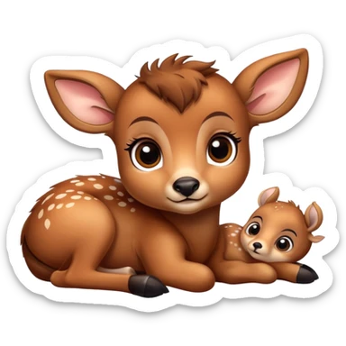 Cute baby deer having fever sticker