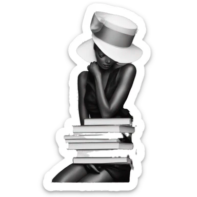 stack of vogue fashion books, black and white sticker