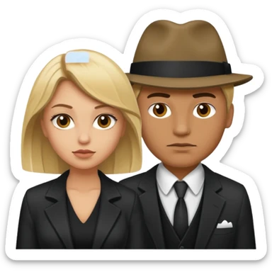 A gangster couple. She’s blond, he has brown hair sticker