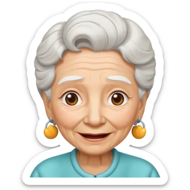 Abuela, muchas arrugas, aspecto feliz, el pelo blanco sticker