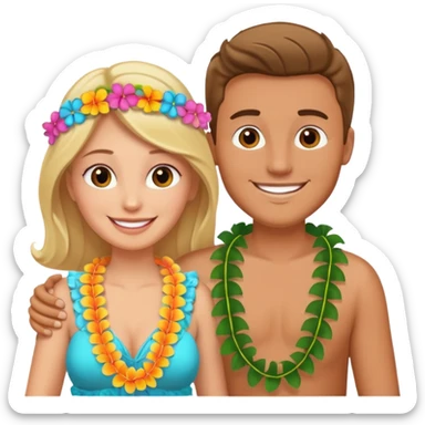 A white woman and man on their honeymoon sticker