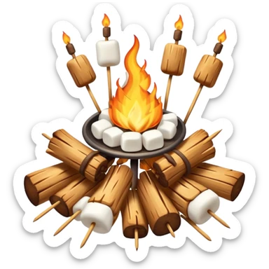 bonfire, with marshmallows on skewers, campfire sticker