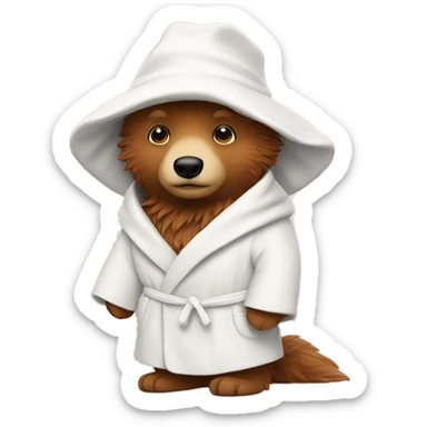 Paddington wearing a white bath robe sticker