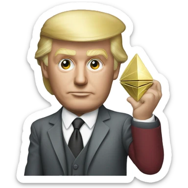 Donald trump holding ethereum sticker