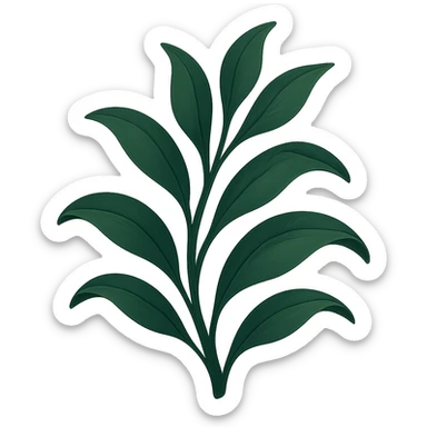 dark green organic plant, stylized, smooth lines, rich green tones, no background sticker