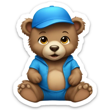 Baby bear with a blue cap  sticker