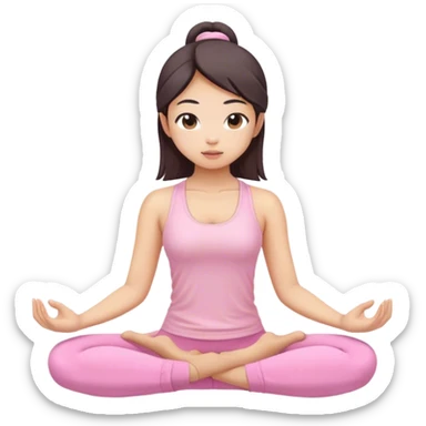 asian yoga girl light pink clothes  sticker