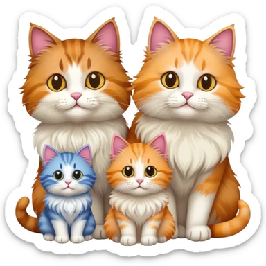 cat family with mother and kittens sticker