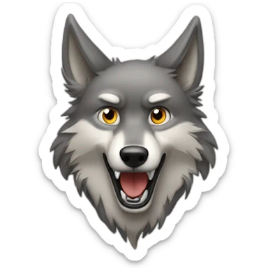 cartoon wolf howling with disproportionate eyes out of socket sticker