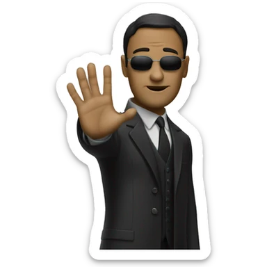 Matrix Neo, holding up handpalm sticker