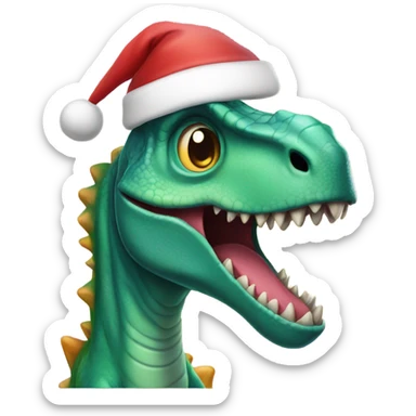 Dinosaur wearing a santa hat sticker