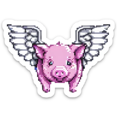 flying pig with wings sticker