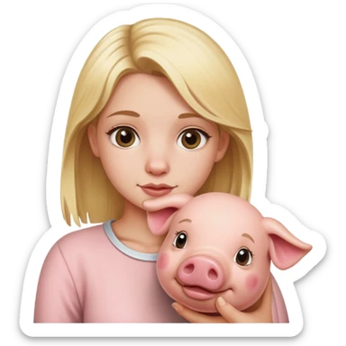 blonde girl and pig sticker