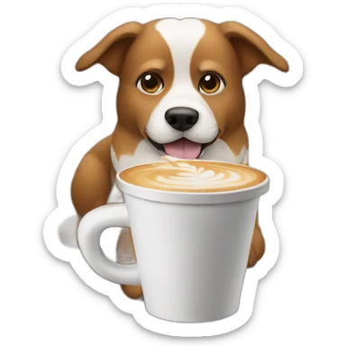 Dog having a Starbucks coffee sticker