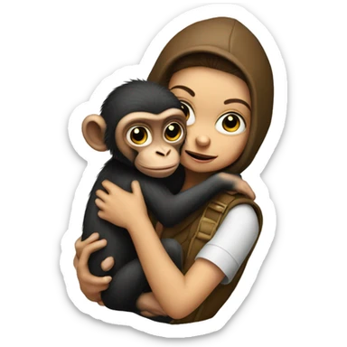 monkey robber holding a baby cat that she stole sticker