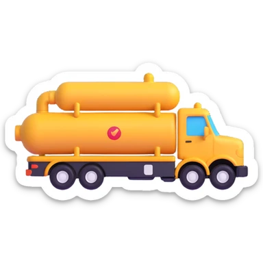 pipeline on a delivery truck, 3D emoji style sticker