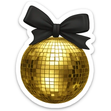 gold disco ball wearing a black bow sticker