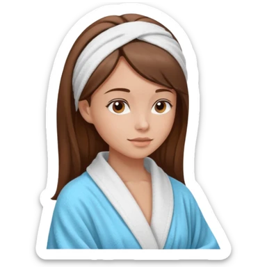 girls side profile in robe with brown hair and her hair in a towel with skin care on  sticker