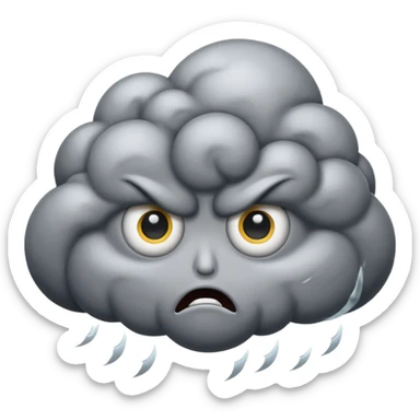 angry Thunderstorm Cloud, eyes, gray sticker