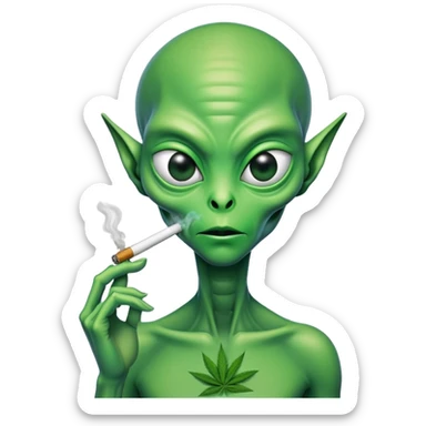 alien smoking weed sticker