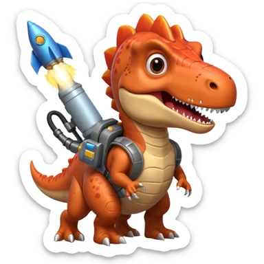 rocket-propelled dinosaur portrait, head and shoulders only, cute T-rex face, rocket pack visible behind shoulders, glowing thrusters, 3D cartoon, mobile game icon style, clean background, no text, no watermark sticker