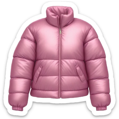Realistic isolated side view of an open metallic pink cropped puffer jacket. sticker