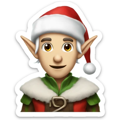 rogue male elf fantasy wearing santa hat sticker