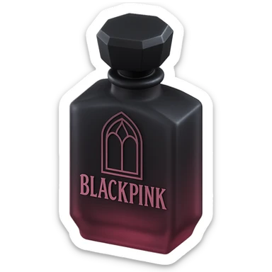 BLACKPINK-inspired gothic perfume bottle, no hearts, elegant and bold, black and pink colors sticker
