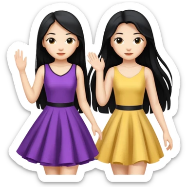 aisan girl with long black and white girl with blonde hair together going to dance at the club sticker