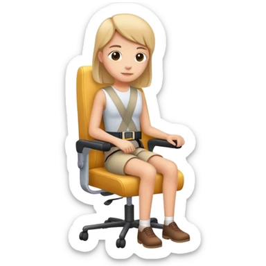 Create an emoji of a person sitting on a chair and wearing a seatbelt, similar to how someone would be strapped in inside a car. sticker