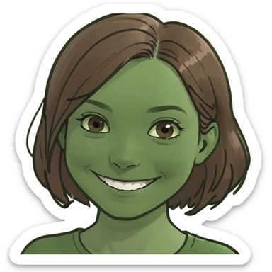 smiling girl with brown hair sticker