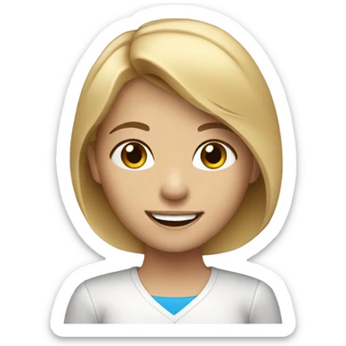 smiling girl in car interior blue eyes brown/blonde hair sticker