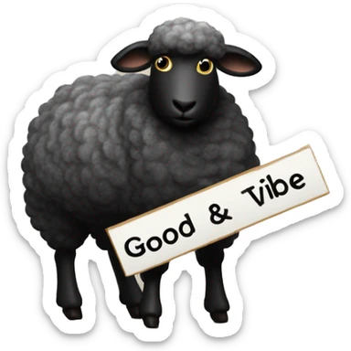Black sheep holding sign saying “GOOD VIBE TRIBE” sign sticker
