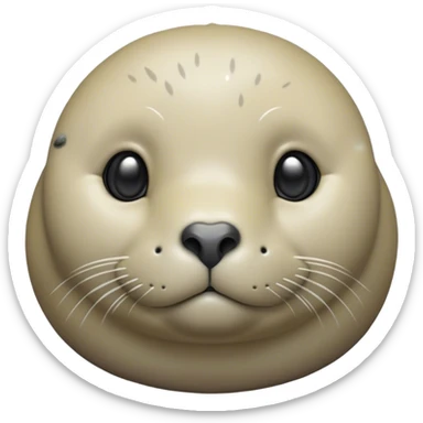 Cinematic Cute harbour seal Portrait Emoji, Head tilted playfully and inquisitively, featuring a charming, plump form with a sleek, shiny body and round, sparkling eyes full of gentle wonder, accented by a subtly contoured head, Simplified yet irresistibly adorable features, highly detailed, glowing with a warm, friendly oceanic glow, high shine, affectionate and lively, stylized with a touch of whimsical seaside charm, soft glowing outline, capturing the essence of a mischievous yet loving harbour seal that seems as if it could pop out of the screen into your arms! sticker